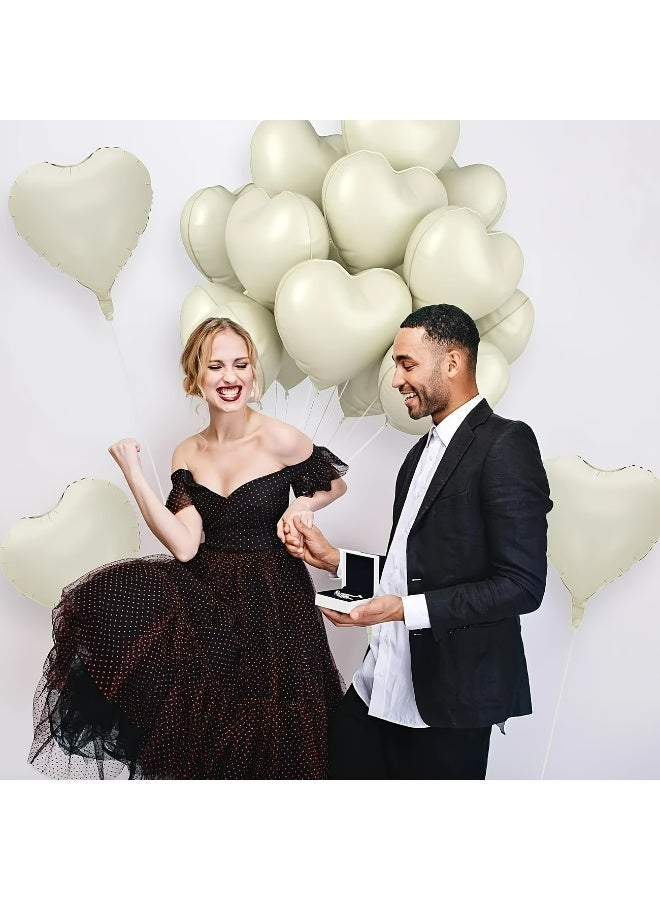 Kandid 10Pcs Valentine's 18-inch Heart-Shaped Aluminum Foil Balloons (Cream) - Image 3